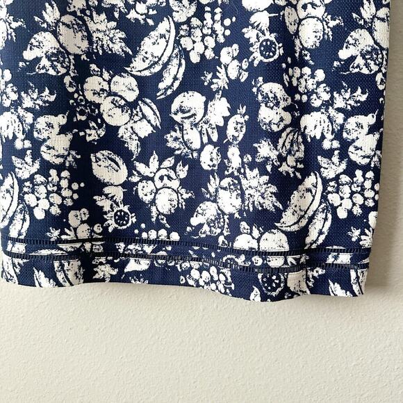Talbots Mixed Fruit Cotton Textured Navy White Sleeveless Dress Women’s Size 14 - Picture 4 of 12